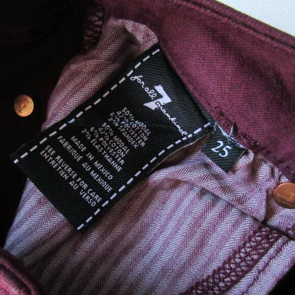 NWT 7 For All Mankind The Skinny Ankle in Bordeaux Coated Stretch Jeans 25 - Picture 5 of 5